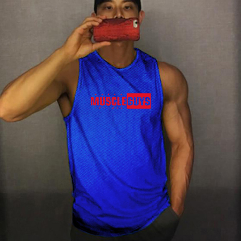 Vīriešu tīklveida treniņu sporta zāle ar tvertni Vīriešu muskuļu sporta apģērbs bez piedurknēm krekls Stringer Apģērbs Kultūrisms Singlets Fitnesa veste
