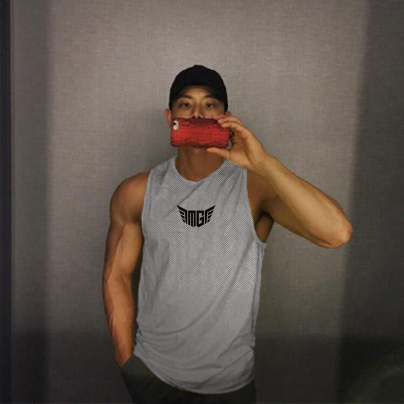 Muskuļu atpūta Vīriešu sieta veste Skriešana Sports Kultūrisms Bezpiedurknēm Treniņš Treniņš Vingrošanas zāle Tank Top vīriešiem Fitness