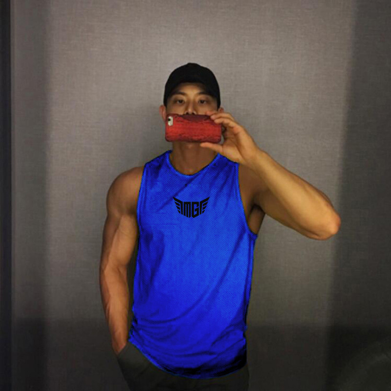 Muskuļu atpūta Vīriešu sieta veste Skriešana Sports Kultūrisms Bezpiedurknēm Treniņš Treniņš Vingrošanas zāle Tank Top vīriešiem Fitness