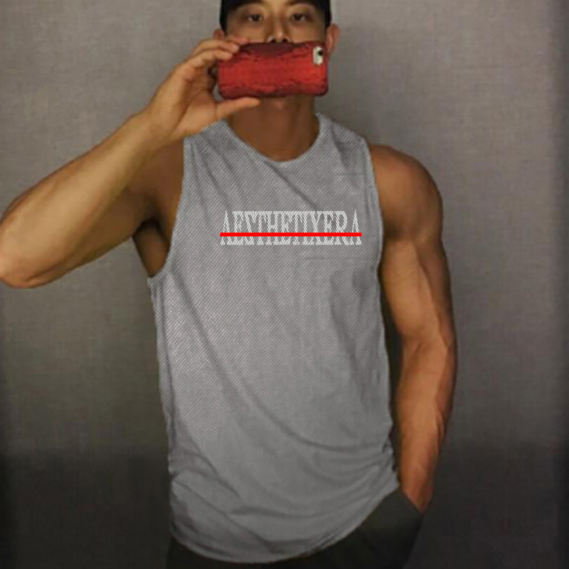 Férfi hálós edzőtermi tornafelső gyorsan száradó testépítő fitnesz izom ujjatlan futómellény Fitness alkalmi sport ing Ruhák