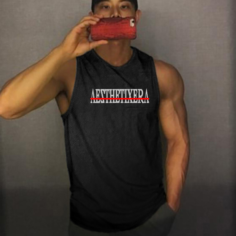 Férfi hálós edzőtermi tornafelső gyorsan száradó testépítő fitnesz izom ujjatlan futómellény Fitness alkalmi sport ing Ruhák