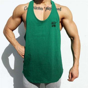 Ανδρικό Fitness Y πίσω διχτυωτό πουκάμισο Singlet Αμάνικο Quick Dry Bodybuilding Gym Ρούχα Ανδρικά Stringer Top γιλέκα για τρέξιμο
