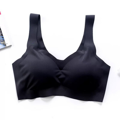 Леден копринен сутиен Безшевни сутиени с жилетка Дамско меко тънко бельо Push Up Удобно горнище за сън с подплатени гърди Спортна сутиен