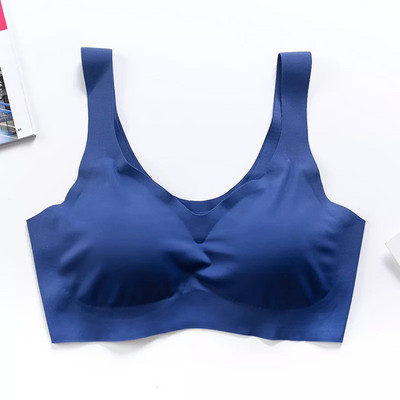 Леден копринен сутиен Безшевни сутиени с жилетка Дамско меко тънко бельо Push Up Удобно горнище за сън с подплатени гърди Спортна сутиен