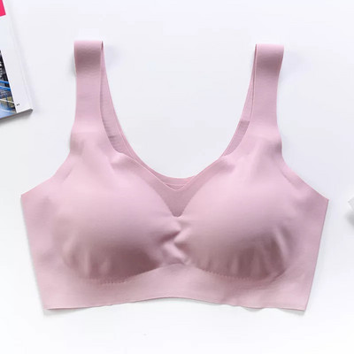 Леден копринен сутиен Безшевни сутиени с жилетка Дамско меко тънко бельо Push Up Удобно горнище за сън с подплатени гърди Спортна сутиен