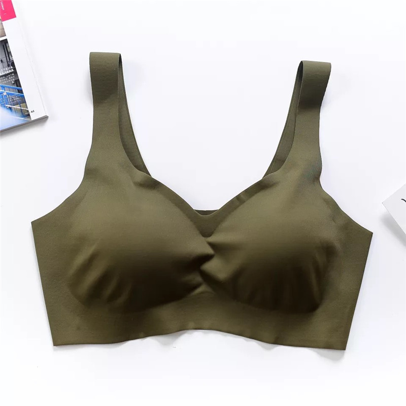Леден копринен сутиен Безшевни сутиени с жилетка Дамско меко тънко бельо Push Up Удобно горнище за сън с подплатени гърди Спортна сутиен