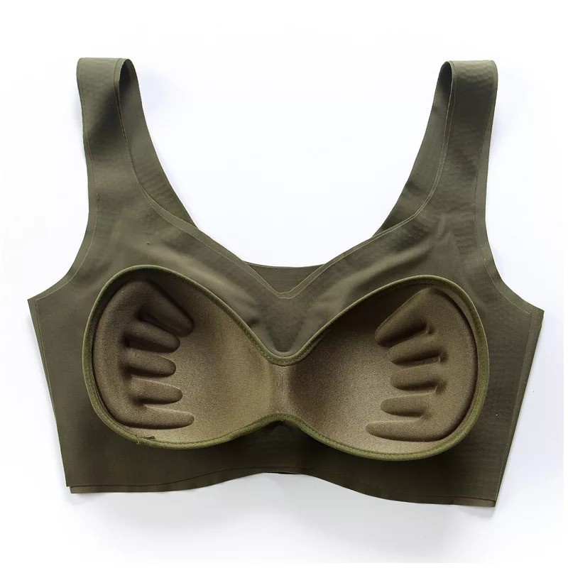 Леден копринен сутиен Безшевни сутиени с жилетка Дамско меко тънко бельо Push Up Удобно горнище за сън с подплатени гърди Спортна сутиен