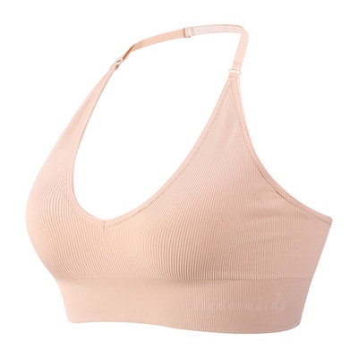 Bymermaids️ Besiūlės moteriškos sportinės liemenėlės su apynasriu kaklelis, fitneso joga, nematoma liemenėlė Sexy Deep V Bralette Crop Tops