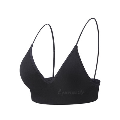 Bymermaids️ Besiūlės moteriškos sportinės liemenėlės su apynasriu kaklelis, fitneso joga, nematoma liemenėlė Sexy Deep V Bralette Crop Tops