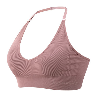 Bymermaids️ Besiūlės moteriškos sportinės liemenėlės su apynasriu kaklelis, fitneso joga, nematoma liemenėlė Sexy Deep V Bralette Crop Tops