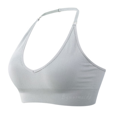 Bymermaids️ Besiūlės moteriškos sportinės liemenėlės su apynasriu kaklelis, fitneso joga, nematoma liemenėlė Sexy Deep V Bralette Crop Tops