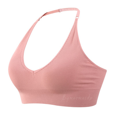 Bymermaids️ Besiūlės moteriškos sportinės liemenėlės su apynasriu kaklelis, fitneso joga, nematoma liemenėlė Sexy Deep V Bralette Crop Tops
