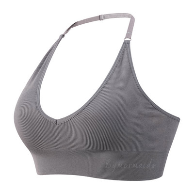 Bymermaids️ Besiūlės moteriškos sportinės liemenėlės su apynasriu kaklelis, fitneso joga, nematoma liemenėlė Sexy Deep V Bralette Crop Tops