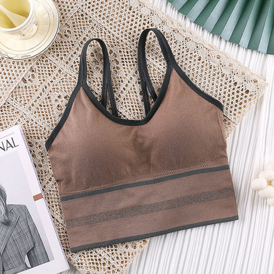 Sporta krūšturi Sieviešu fitnesa skriešanas krūšturi Top Sexy Elpojošs Sudraba jostas Veste Skaistums Atpakaļ savākti Modes Sporta apģērbs