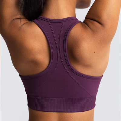 Αθλητικό σουτιέν Yoga Stretch αναπνέον Κορυφαίο μονόχρωμο Γυναικείο Αφαιρούμενο Σουτιέν αθλητικής γυμναστικής με επένδυση Running Gym χωρίς ραφή Crop