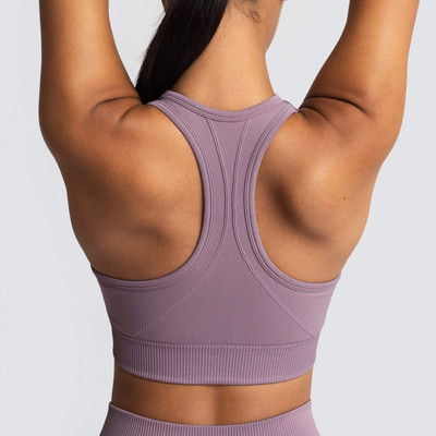 Αθλητικό σουτιέν Yoga Stretch αναπνέον Κορυφαίο μονόχρωμο Γυναικείο Αφαιρούμενο Σουτιέν αθλητικής γυμναστικής με επένδυση Running Gym χωρίς ραφή Crop