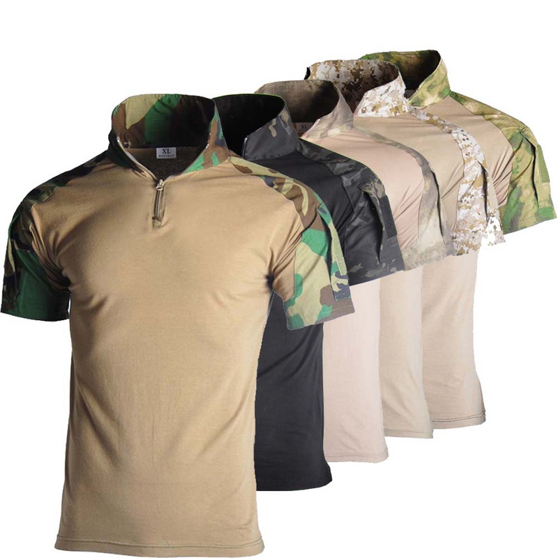 Vīriešu T krekli Airsoft Tactical T krekls Military Safari Camo Armijas kaujas krekls Tee Peintbols Vīriešu apģērbs 8XL Plus Medību apģērbs