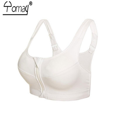 S-5XL Yomay sieviešu sporta krūšturis, profesionālais priekšējais rāvējslēdzējs, skriešanas jogas krūštura veste Push Up Triecienizturīgs Wirefree Crop Top fitnesa krūšturis