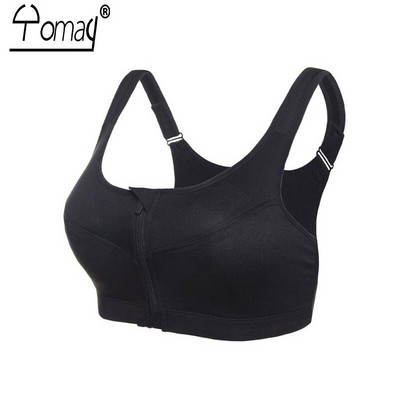 S-5XL Yomay sieviešu sporta krūšturis, profesionālais priekšējais rāvējslēdzējs, skriešanas jogas krūštura veste Push Up Triecienizturīgs Wirefree Crop Top fitnesa krūšturis