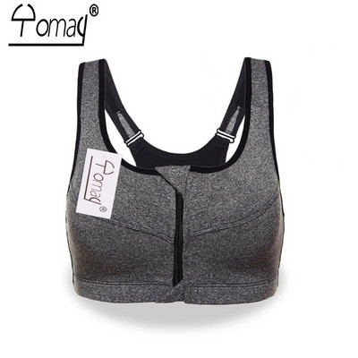 S-5XL Yomay sieviešu sporta krūšturis, profesionālais priekšējais rāvējslēdzējs, skriešanas jogas krūštura veste Push Up Triecienizturīgs Wirefree Crop Top fitnesa krūšturis