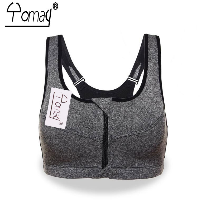 S-5XL Yomay sieviešu sporta krūšturis, profesionālais priekšējais rāvējslēdzējs, skriešanas jogas krūštura veste Push Up Triecienizturīgs Wirefree Crop Top fitnesa krūšturis