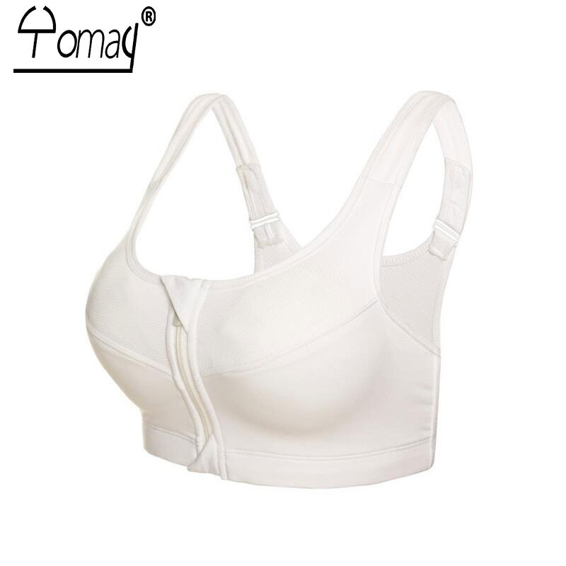 S-5XL Yomay sieviešu sporta krūšturis, profesionālais priekšējais rāvējslēdzējs, skriešanas jogas krūštura veste Push Up Triecienizturīgs Wirefree Crop Top fitnesa krūšturis