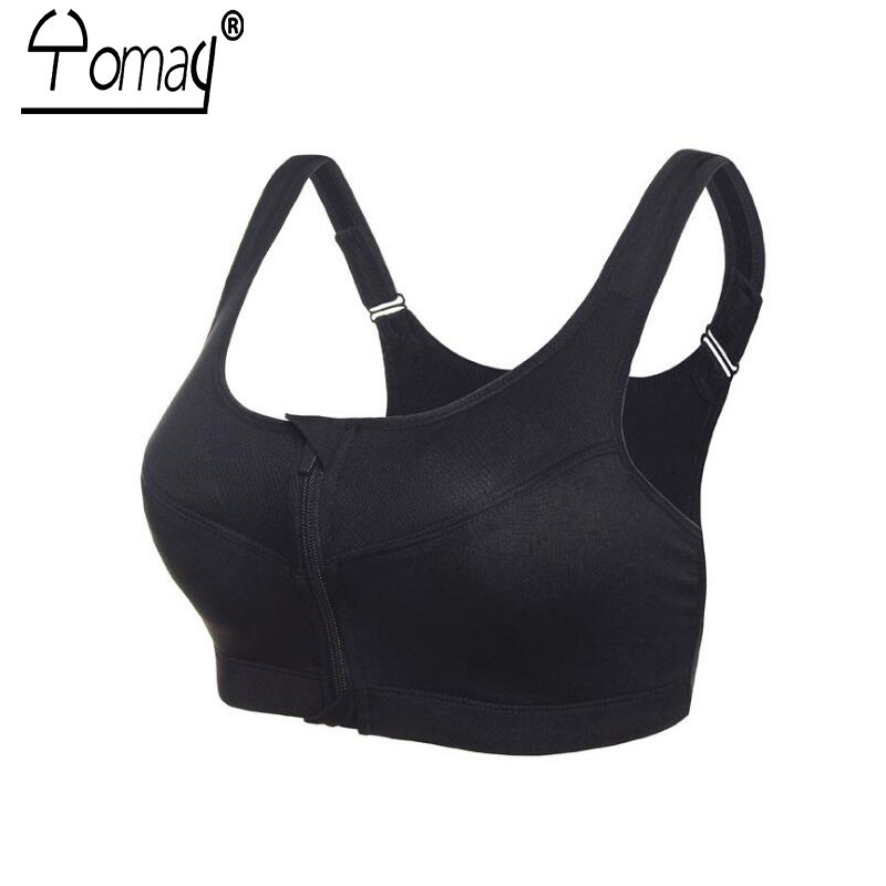 S-5XL Yomay sieviešu sporta krūšturis, profesionālais priekšējais rāvējslēdzējs, skriešanas jogas krūštura veste Push Up Triecienizturīgs Wirefree Crop Top fitnesa krūšturis