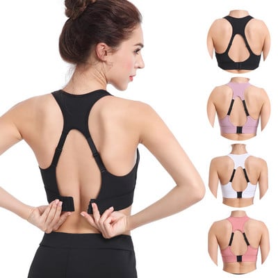 Sutien de yoga sport rezistent la șoc pentru femei profesionale ajustabil Push Up Running Wirefree Crop Sutien Top