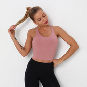 Naiste spordirinnahoidja ülaosa, fitness, naiste jooksmise kärbitud topid Pehmest nailonist treeningule Push Up polsterdatud joogarinnahoidja aktiivrõivad