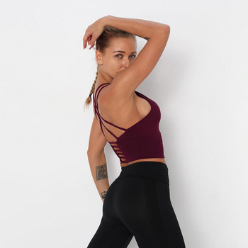 Αθλητικό σουτιέν Κορυφαία γυμναστική για γυναίκες Τρέξιμο Crop Tops Απλό μαλακό νάιλον προπόνηση Push Up Επενδυμένο σουτιέν Yoga Activewear