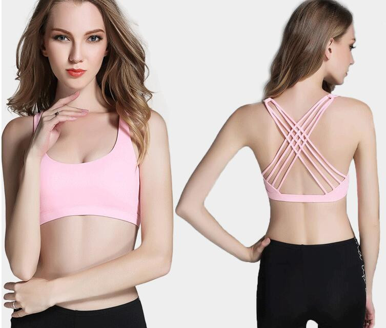 Sieviešu krosa jogas krūšturis, profesionāls triecienizturīgs sporta krūšturis Elpojošs sporta zāles tops Fitness Brassie Apakšveļa Push Up Bez stieples krūšturi