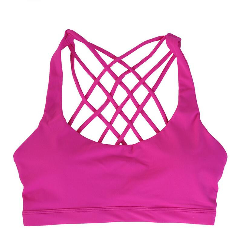 Sieviešu krosa jogas krūšturis, profesionāls triecienizturīgs sporta krūšturis Elpojošs sporta zāles tops Fitness Brassie Apakšveļa Push Up Bez stieples krūšturi