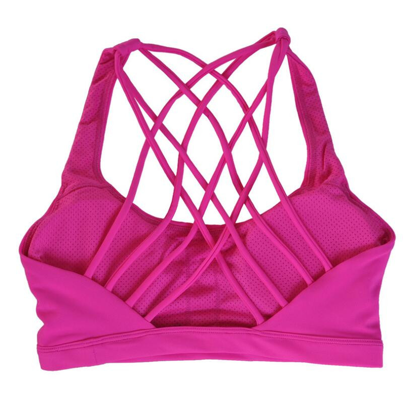 Sieviešu krosa jogas krūšturis, profesionāls triecienizturīgs sporta krūšturis Elpojošs sporta zāles tops Fitness Brassie Apakšveļa Push Up Bez stieples krūšturi