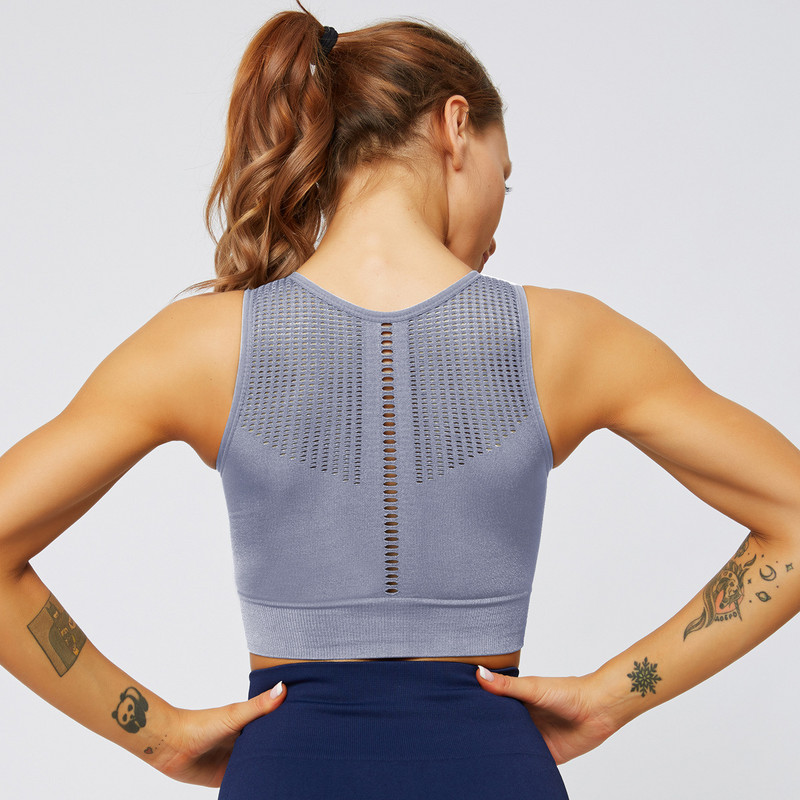 S-XL Légáteresztő női sportmelltartó Push Up Ütésálló mellény felső tornatermi fitnesztank Szexi Racerback futójóga melltartó