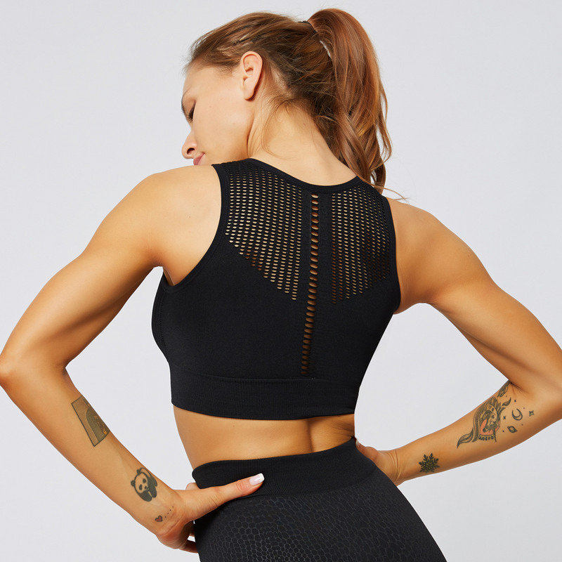 S-XL Légáteresztő női sportmelltartó Push Up Ütésálló mellény felső tornatermi fitnesztank Szexi Racerback futójóga melltartó