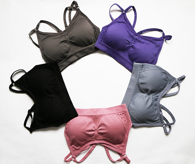 Professzionális Energy Yoga melltartó Seamless Running Back Cross Strappy sportmelltartó párnával Brassiere Woman Fitness Sportruházat