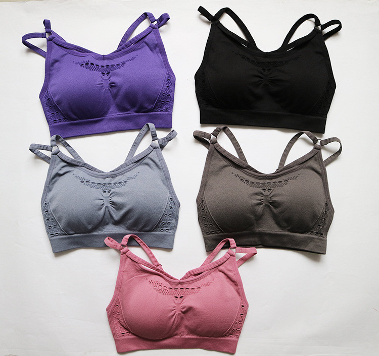 Professzionális Energy Yoga melltartó Seamless Running Back Cross Strappy sportmelltartó párnával Brassiere Woman Fitness Sportruházat