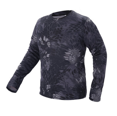 Férfi nyári Quick Dry Bionic Camo hosszú ujjú póló szabadtéri sportokhoz hegymászáshoz kempingezéshez, túrázáshoz, hadsereg taktikai pólójához
