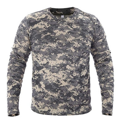 Férfi nyári Quick Dry Bionic Camo hosszú ujjú póló szabadtéri sportokhoz hegymászáshoz kempingezéshez, túrázáshoz, hadsereg taktikai pólójához