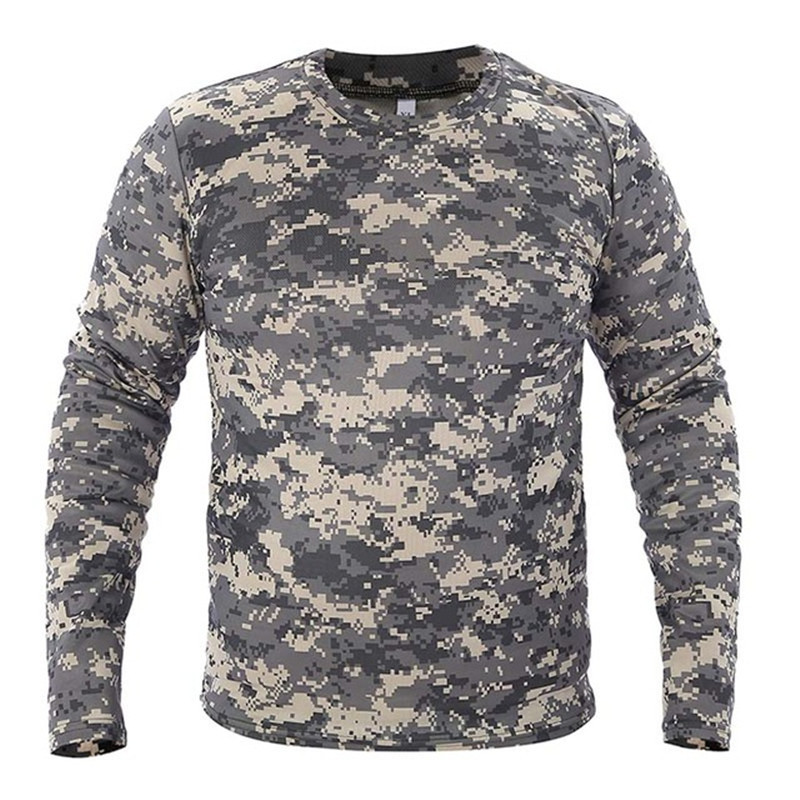 Férfi nyári Quick Dry Bionic Camo hosszú ujjú póló szabadtéri sportokhoz hegymászáshoz kempingezéshez, túrázáshoz, hadsereg taktikai pólójához