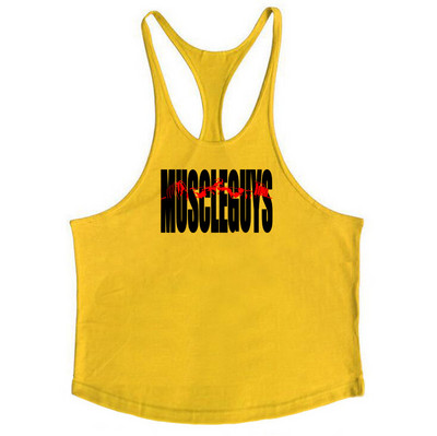 Prekės ženklo Vyriški gimnastikos viršutiniai drabužiai Kultūrizmas Stringer Tanktop Fitness Vyriški marškiniai be rankovių Y Atgal Tank Top vyrų Medvilninė treniruočių liemenė