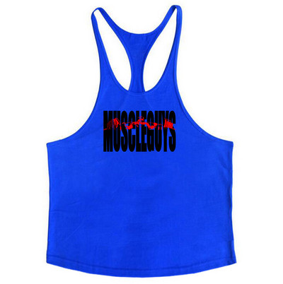 Prekės ženklo Vyriški gimnastikos viršutiniai drabužiai Kultūrizmas Stringer Tanktop Fitness Vyriški marškiniai be rankovių Y Atgal Tank Top vyrų Medvilninė treniruočių liemenė
