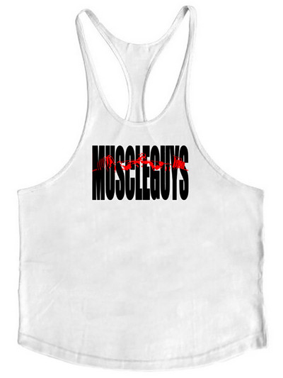 Prekės ženklo Vyriški gimnastikos viršutiniai drabužiai Kultūrizmas Stringer Tanktop Fitness Vyriški marškiniai be rankovių Y Atgal Tank Top vyrų Medvilninė treniruočių liemenė