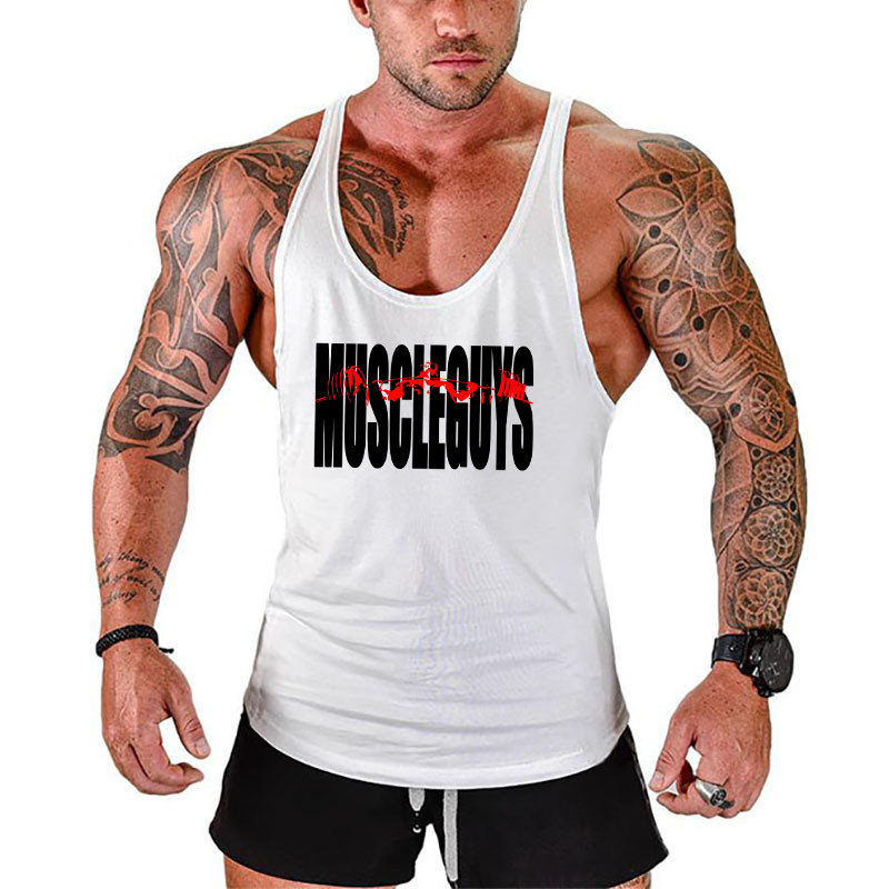 Prekės ženklo Vyriški gimnastikos viršutiniai drabužiai Kultūrizmas Stringer Tanktop Fitness Vyriški marškiniai be rankovių Y Atgal Tank Top vyrų Medvilninė treniruočių liemenė