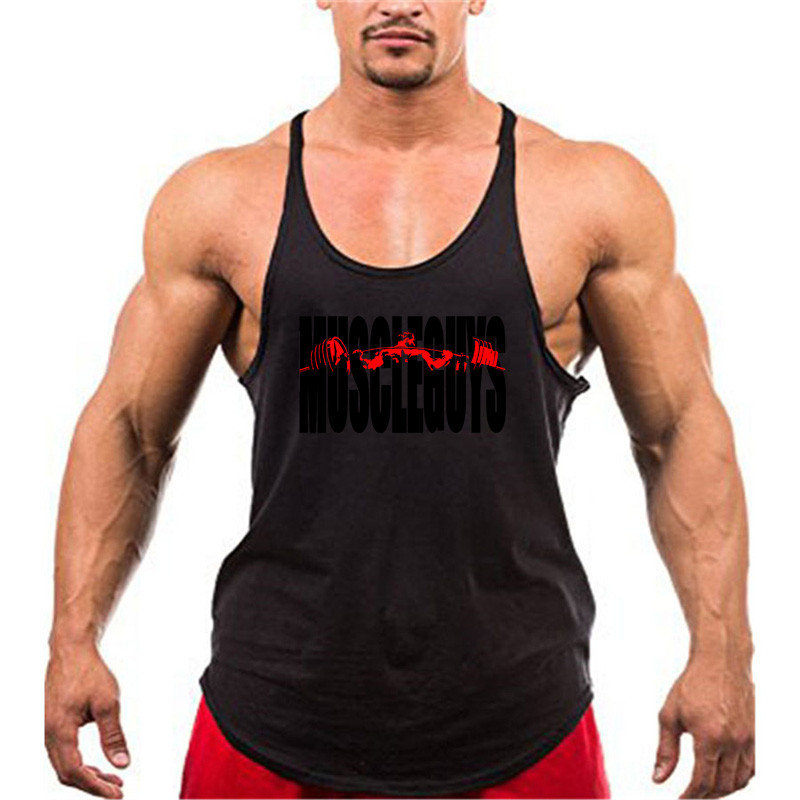 Prekės ženklo Vyriški gimnastikos viršutiniai drabužiai Kultūrizmas Stringer Tanktop Fitness Vyriški marškiniai be rankovių Y Atgal Tank Top vyrų Medvilninė treniruočių liemenė