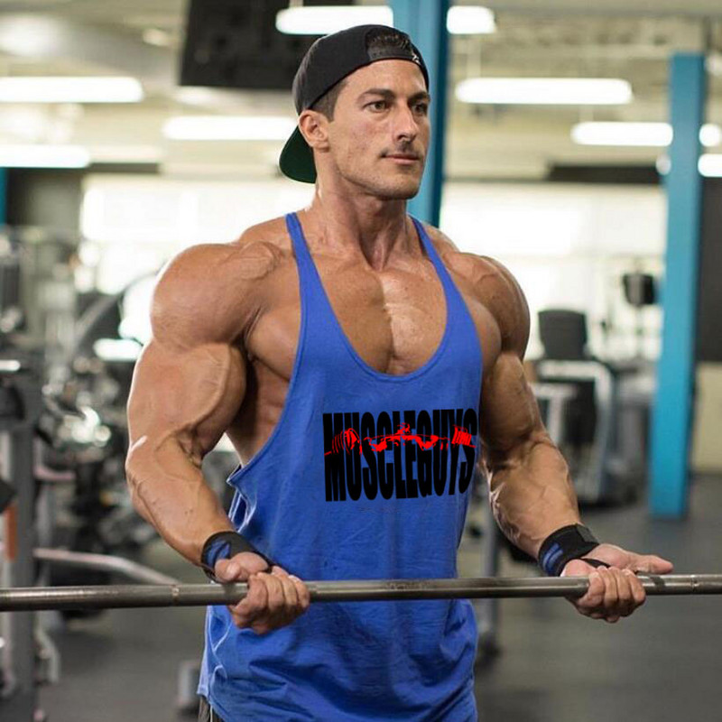 Prekės ženklo Vyriški gimnastikos viršutiniai drabužiai Kultūrizmas Stringer Tanktop Fitness Vyriški marškiniai be rankovių Y Atgal Tank Top vyrų Medvilninė treniruočių liemenė