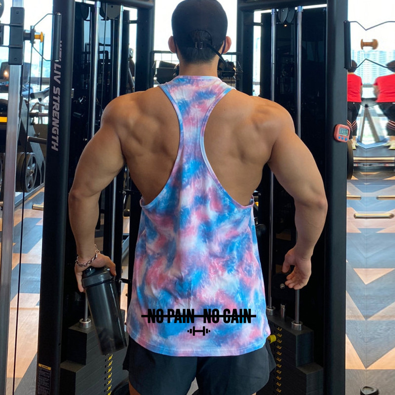 Vīriešu topi bez piedurknēm Krekli Sporta zāles Fitness Kultūrisms Treniņš Singlet Muskuļi puiši Maskēšanās sporta veste Vīriešu vasaras drēbes