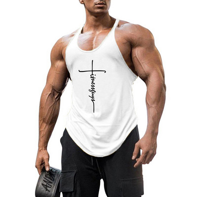 Brand Gym Clothing Bodybuilding Stringer Tank Top Man Cotton Sleeveless Shirt Men Fitness Vest Singlet Sportwear Workout Tanktop