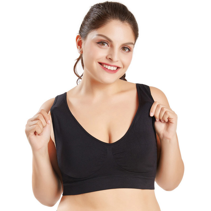 WANAYOU M-XXL XXXL 4XL 5XL 6XL sportinė liemenėlė, didelio dydžio kvėpuojanti viela, kasdieninė jogos liemenėlė, juodai balta moteriška paminkštinta sportinė liemenėlė