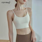 F.DYRAA női edzőtermi jóga melltartó spagetti pántos sportmelltartó edzés futás Push Up Bralette légáteresztő sportmellény női jóga viselet